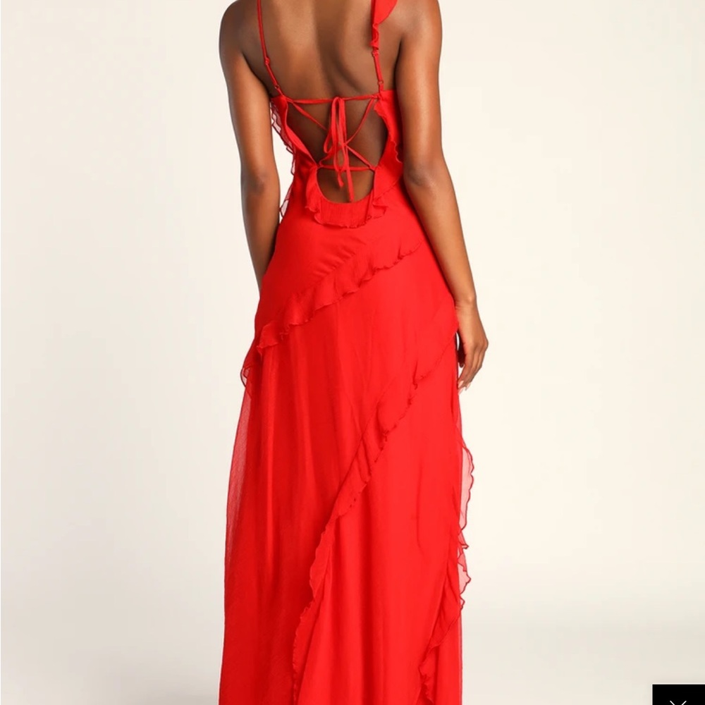 Lulus Red Ruffled Maxi Dress - Picture 2 of 11